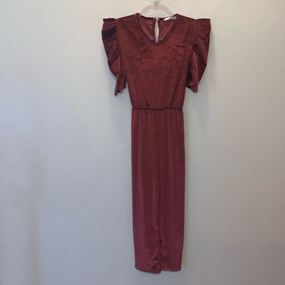 Trend Blossoms Red Velvet ruffle girls size 18 jumpsuit